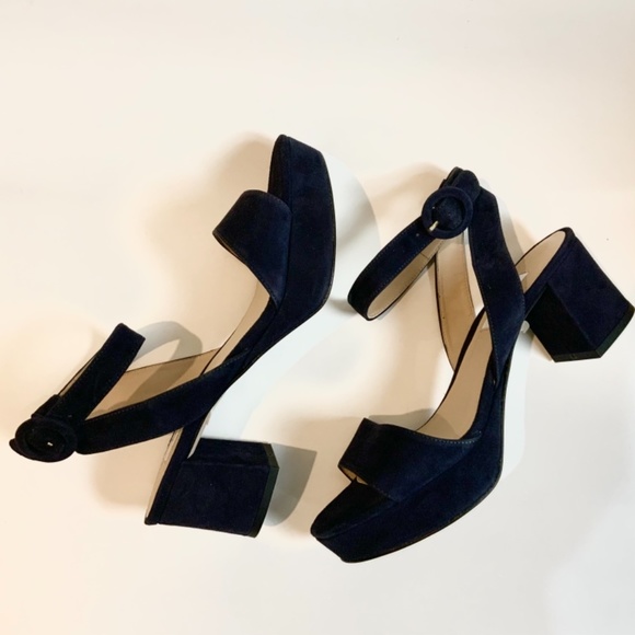L.K. Bennett Alie Navy Blue Suede Heel Sandal - Picture 8 of 8